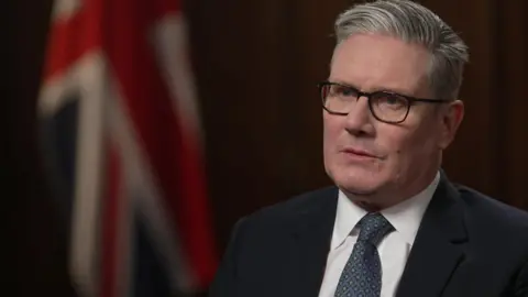 BBC Sir Keir Starmer talking to BBC reporters