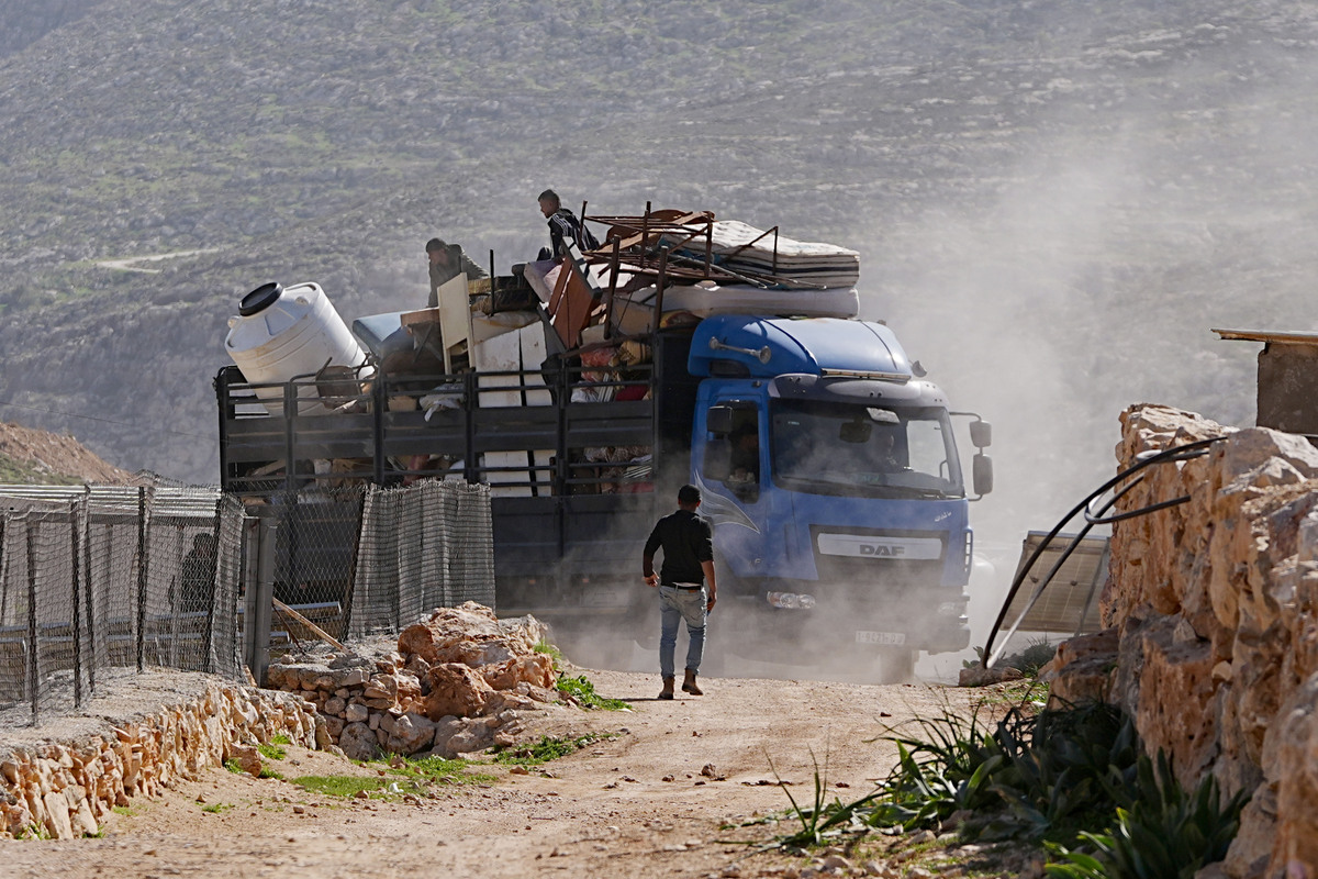 Israeli army continue attacks on the El-Halayil Bedouin community, forcing 11 Palestinian families to leave their homes in Ramallah, West Bank on February 21, 2026. [Issam Rimawi - Anadolu Agency]