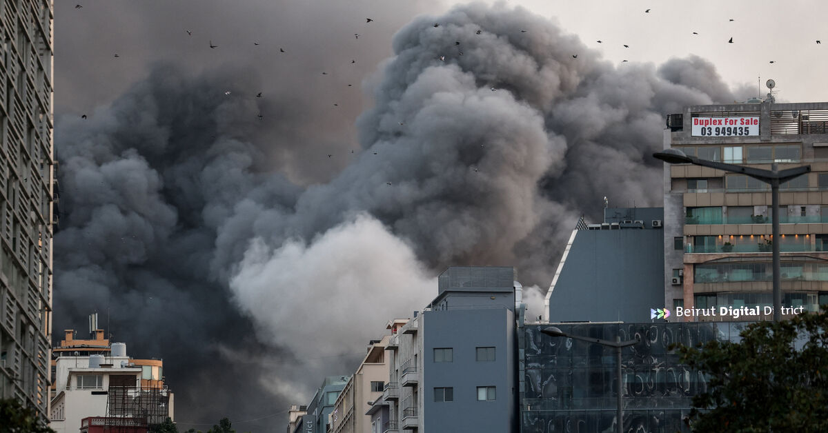 Israeli airstrikes hit building in central Beirut, Reuters footage shows
