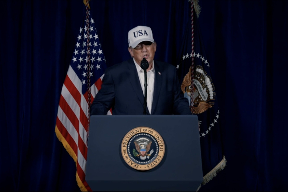 A screen grab from a video released on U.S. President Donald Trump’s Truth Social account shows Donald Trump making statements regarding combat operations on Iran on February 28, 2026 in Florida, United States. [US President Trump Via Truth Social - Anadolu Agency]