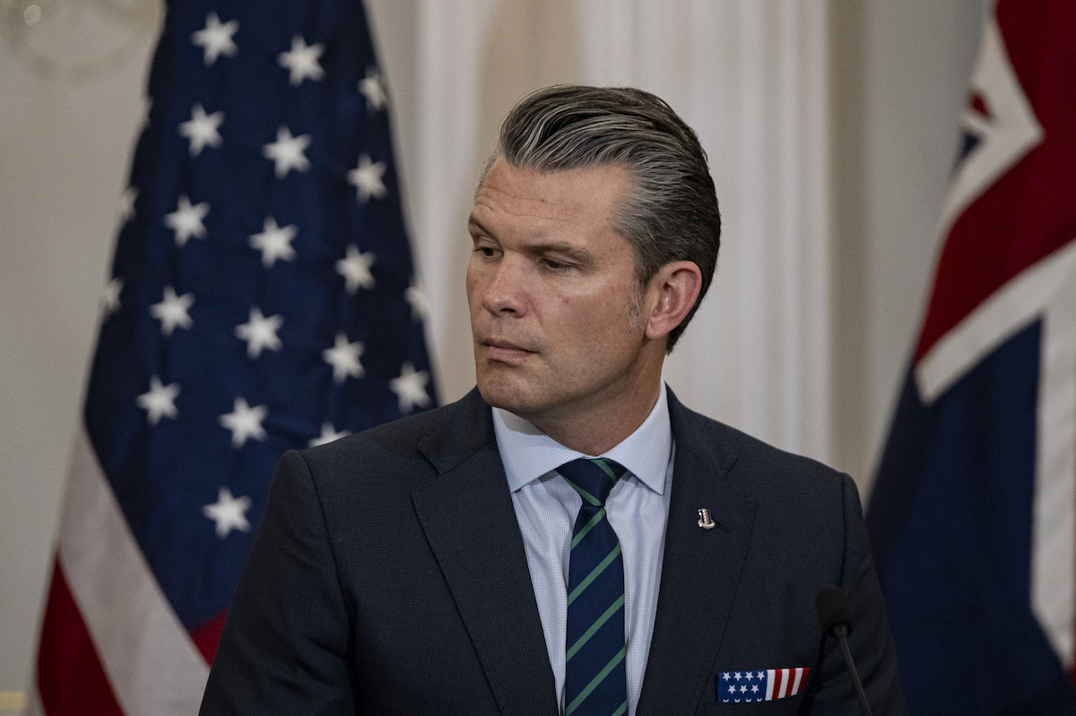 US Secretary of War Pete Hegseth delivers remarks as him and the US Secretaries of State and Defense Marco Rubio host their Australian counterparts for bilateral talks at the State Department in Washington DC, United States on December 8, 2025. [Celal Güneş - Anadolu Agency]
