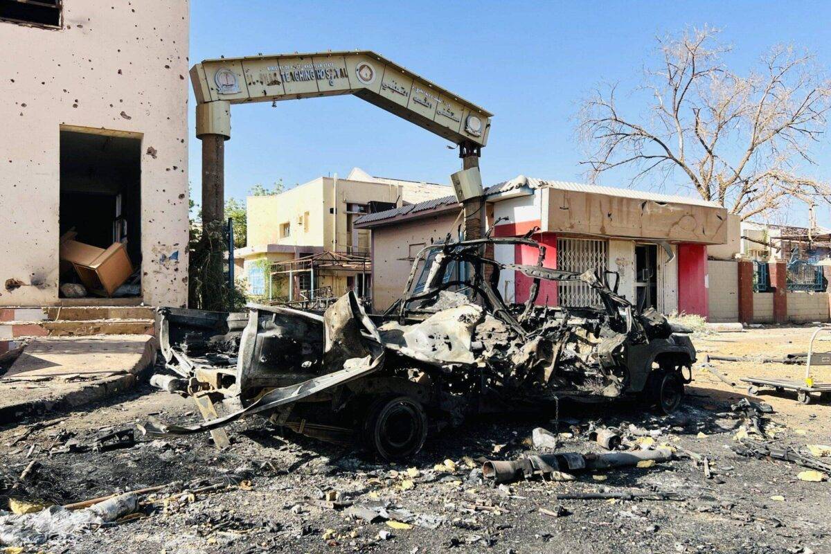 A view of the damage surrounding Al-Shaab Teaching Hospital following intense clashes between the Sudanese army and the Rapid Support Forces in Khartoum, Sudan, on March 29, 2025. [Photo by Mohammed Nzar Awad/Anadolu via Getty Images]]